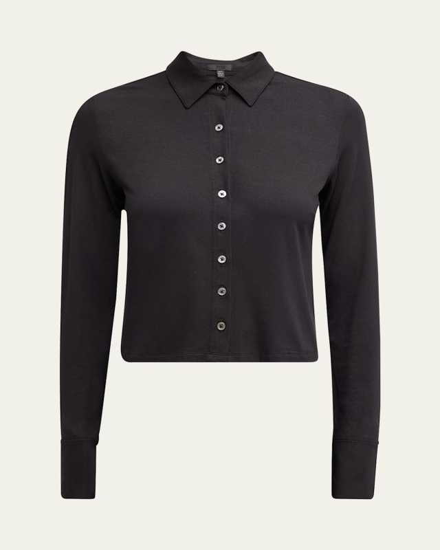 Matte Jersey Button-Front Top